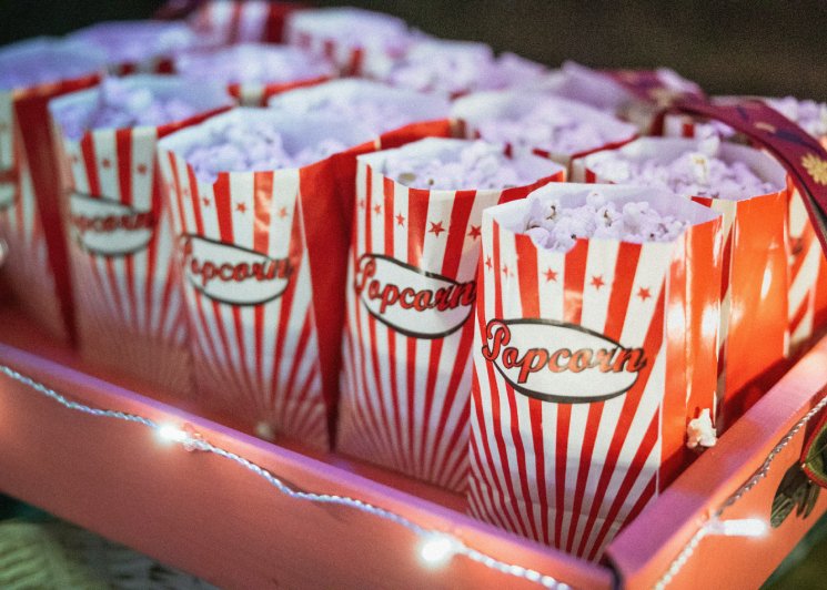 Popcorn bags at an outdoor movie party