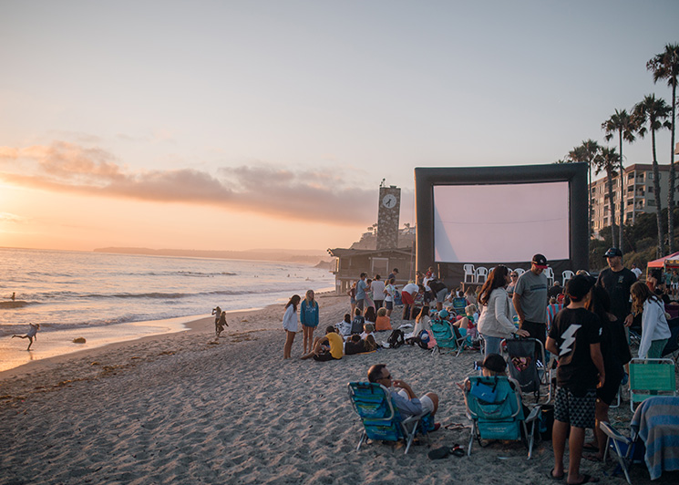 San Diego outdoor movie party on the beach