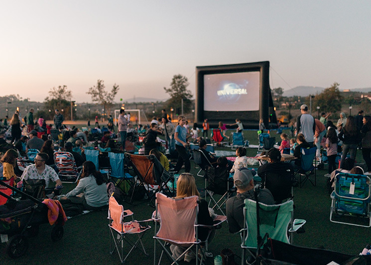 FunFlicks outdoor movie party on a sports field